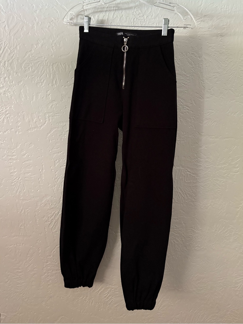Zara Black Zip-Front Jogger Pants XS